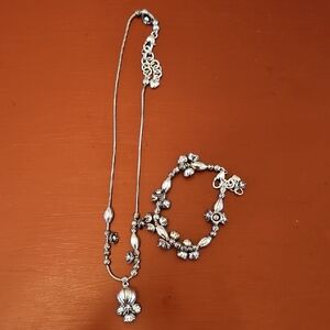 Elegant Brighton Silver Rose Necklace and Bracelet Set